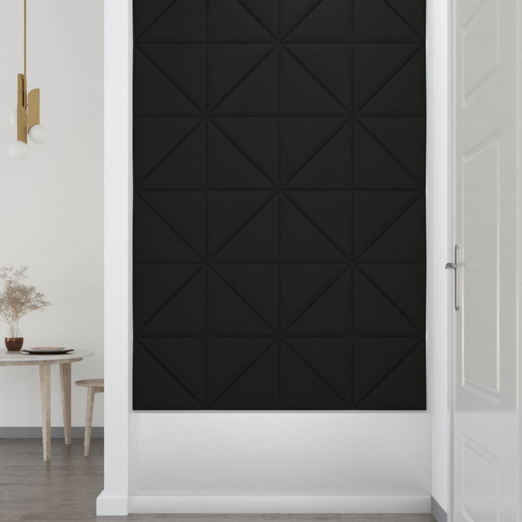 vidaXL Stenski paneli 12 kosov črni 30x30 cm blago 0,54 m²