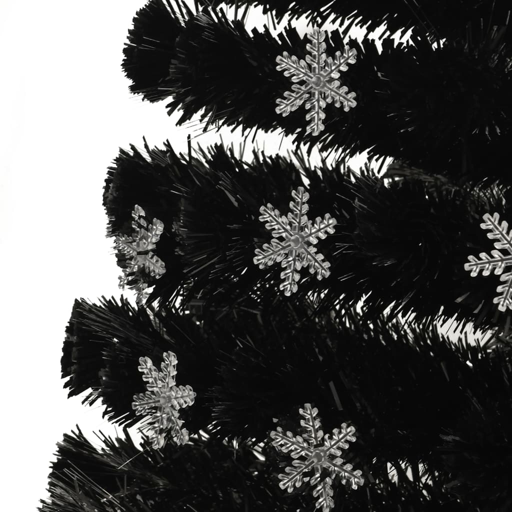 vidaXL Novoletna jelka z LED snežinkami črna 240 cm optična vlakna