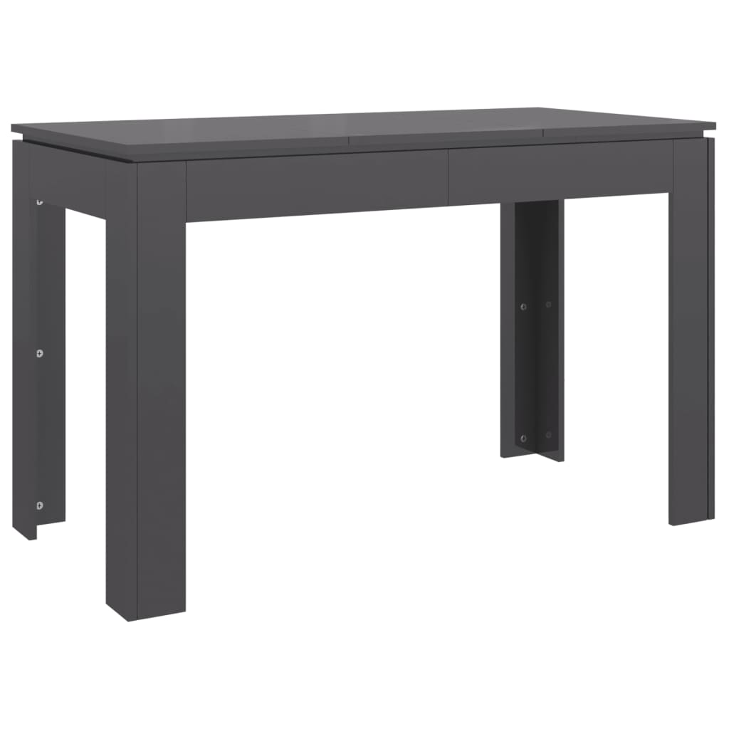 vidaXL Jedilna miza visok sijaj siva 120x60x76 cm iverna plošča