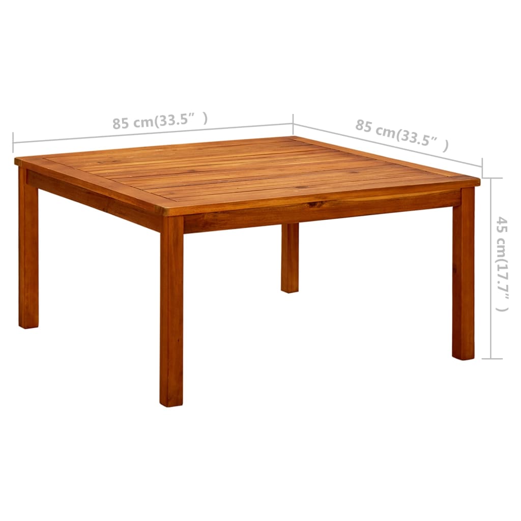 vidaXL Vrtna klubska mizica 85x85x45 cm trden akacijev les