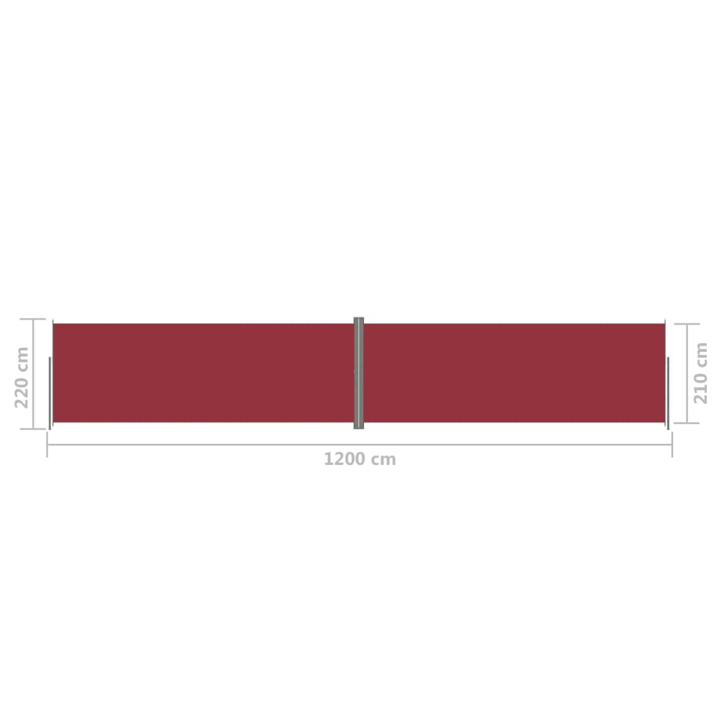 vidaXL Zložljiva stranska tenda rdeča 220x1200 cm