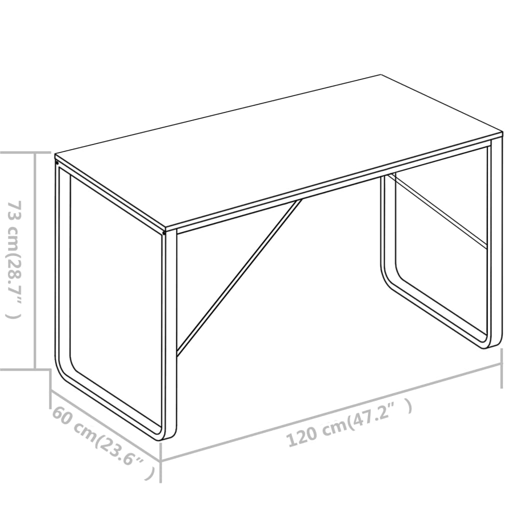 vidaXL Računalniška miza bela 120x60x73 cm