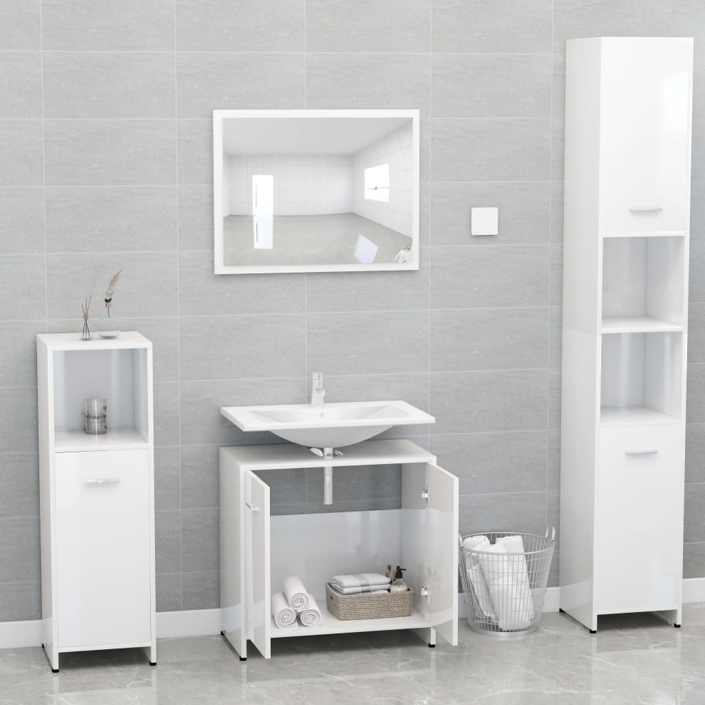vidaXL Komplet kopalniškega pohištva visok sijaj bel inženirski les