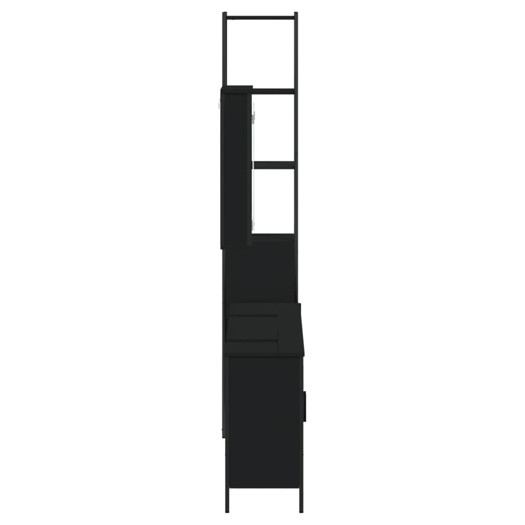 vidaXL Kopalniško pohištvo 4 kosi črne barve inženirski les