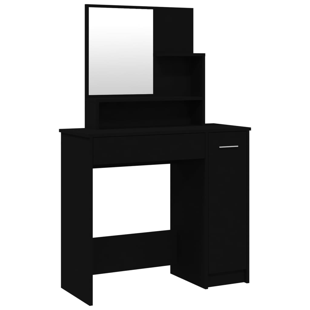vidaXL Toaletna mizica z ogledalom črna 86,5x35x136 cm