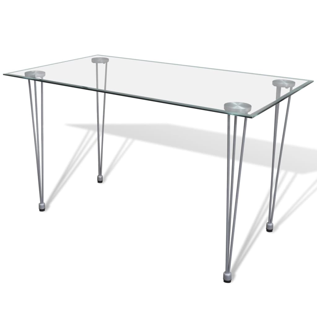 vidaXL Jedilna miza s stekleno površino prosojna
