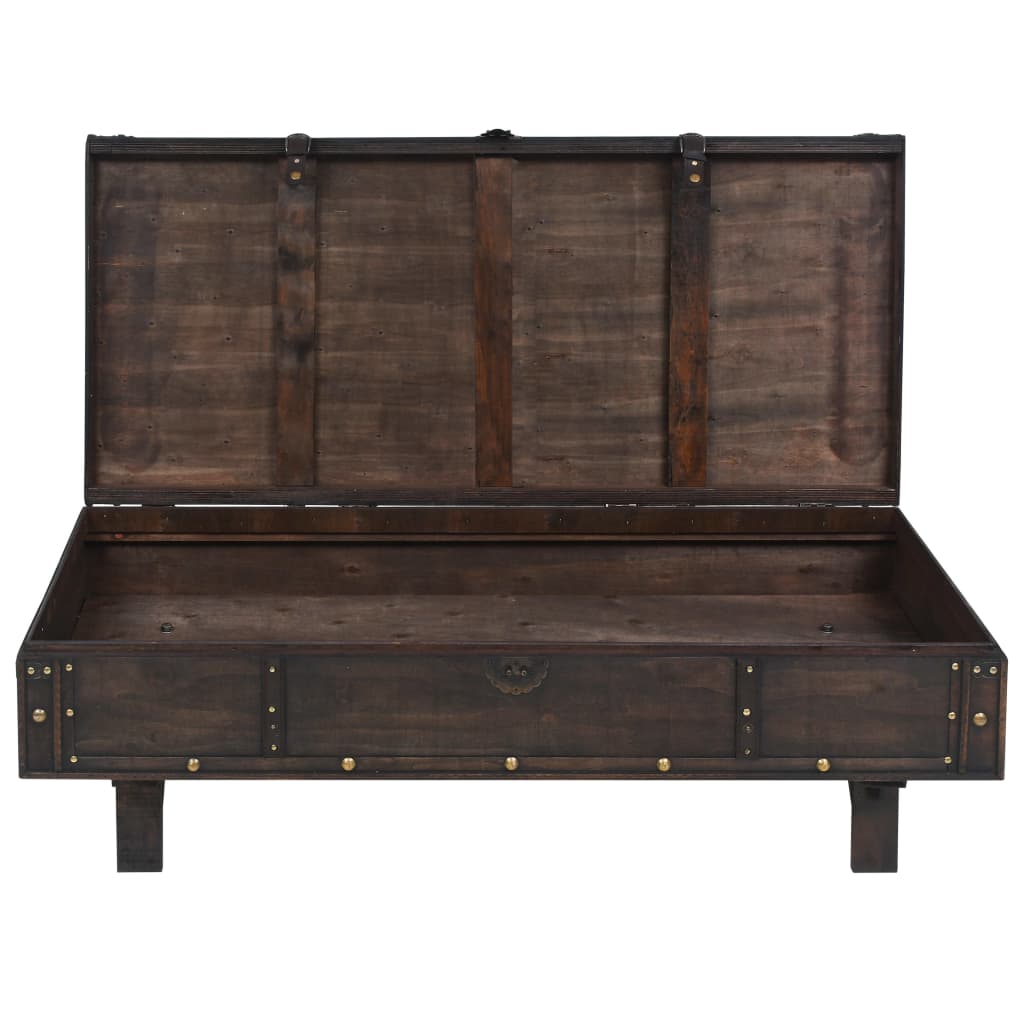 vidaXL Klubska mizica iz trdnega lesa starinski stil 120x55x35 cm