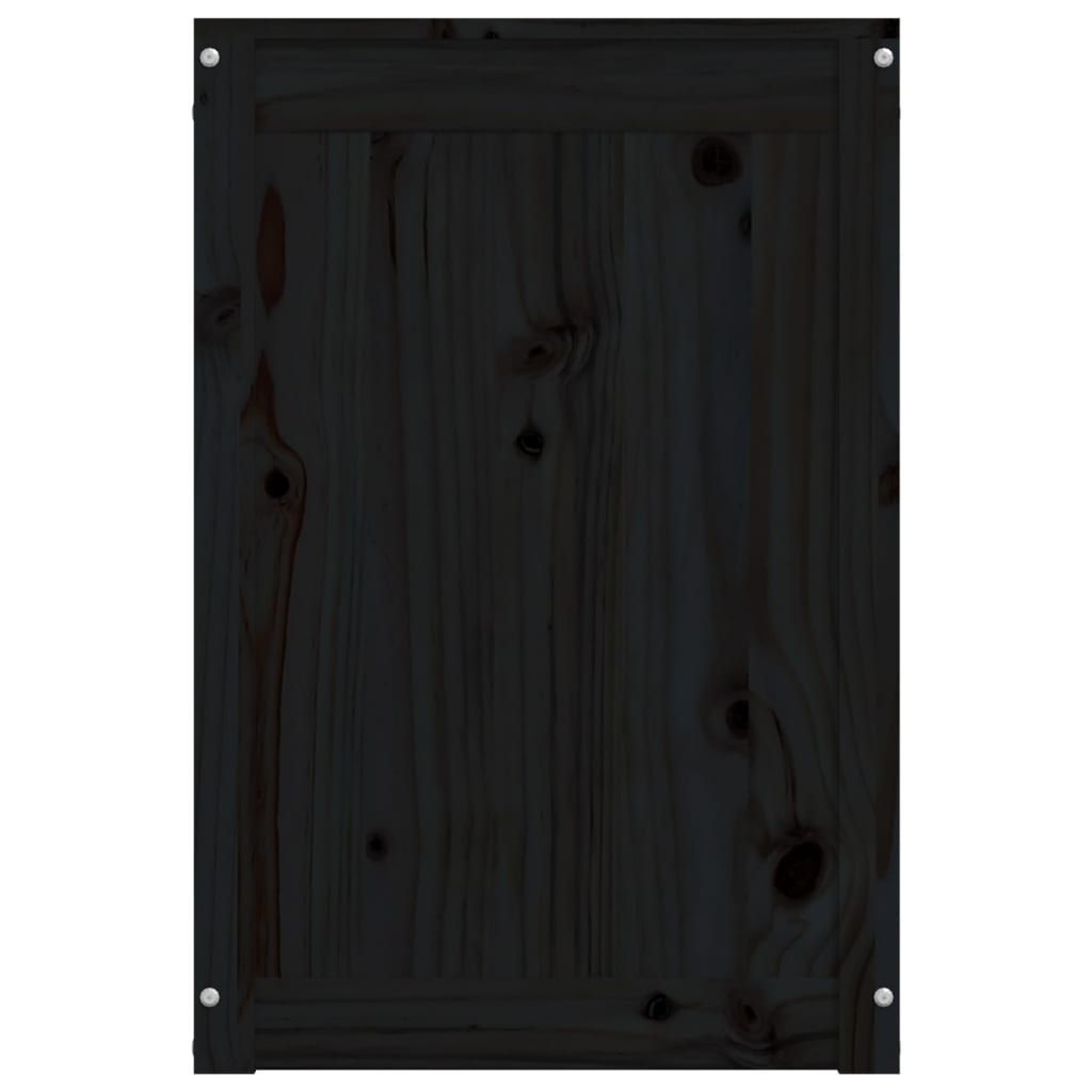 vidaXL Zaboj za perilo črn 44x44x66 cm trdna borovina