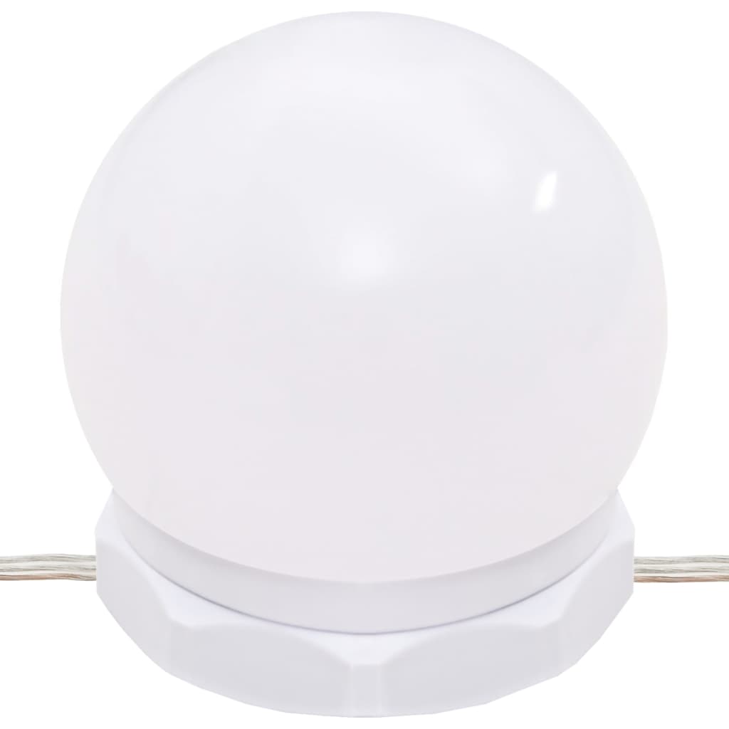 vidaXL Toaletna mizica z LED lučkami visok sijaj bela 96x40x142 cm