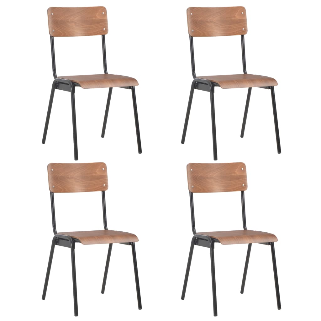 vidaXL Jedilni stoli 4 kosi rjavi trden vezan les in jeklo