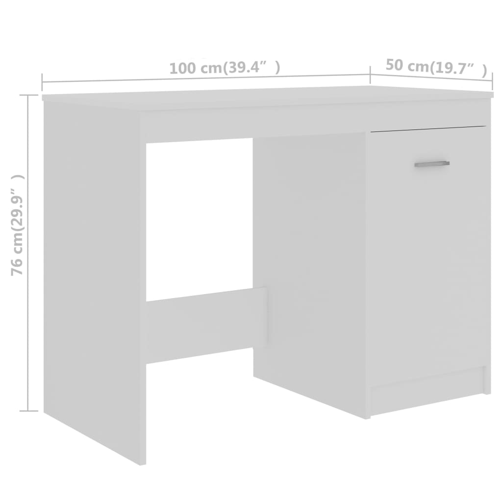 vidaXL Pisalna miza bela 140x50x76 cm iverna plošča