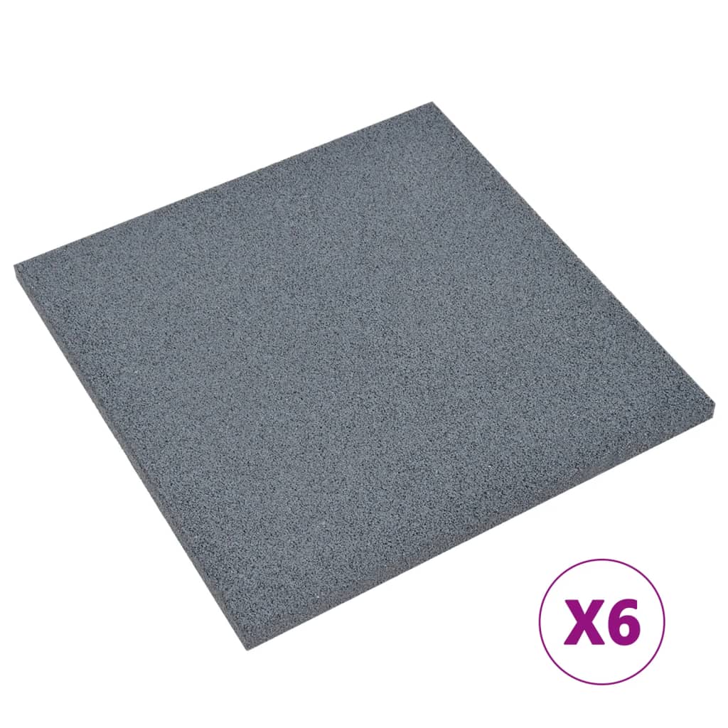 vidaXL Zaščitne plošče 6 kosov guma 50x50x3 cm sive