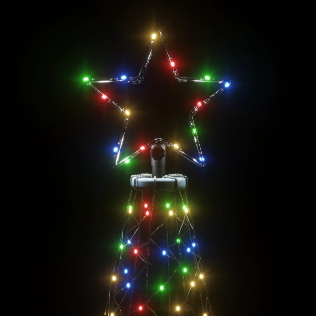 vidaXL Novoletna jelka s kovinskim stebrom 1400 LED barvna 5 m