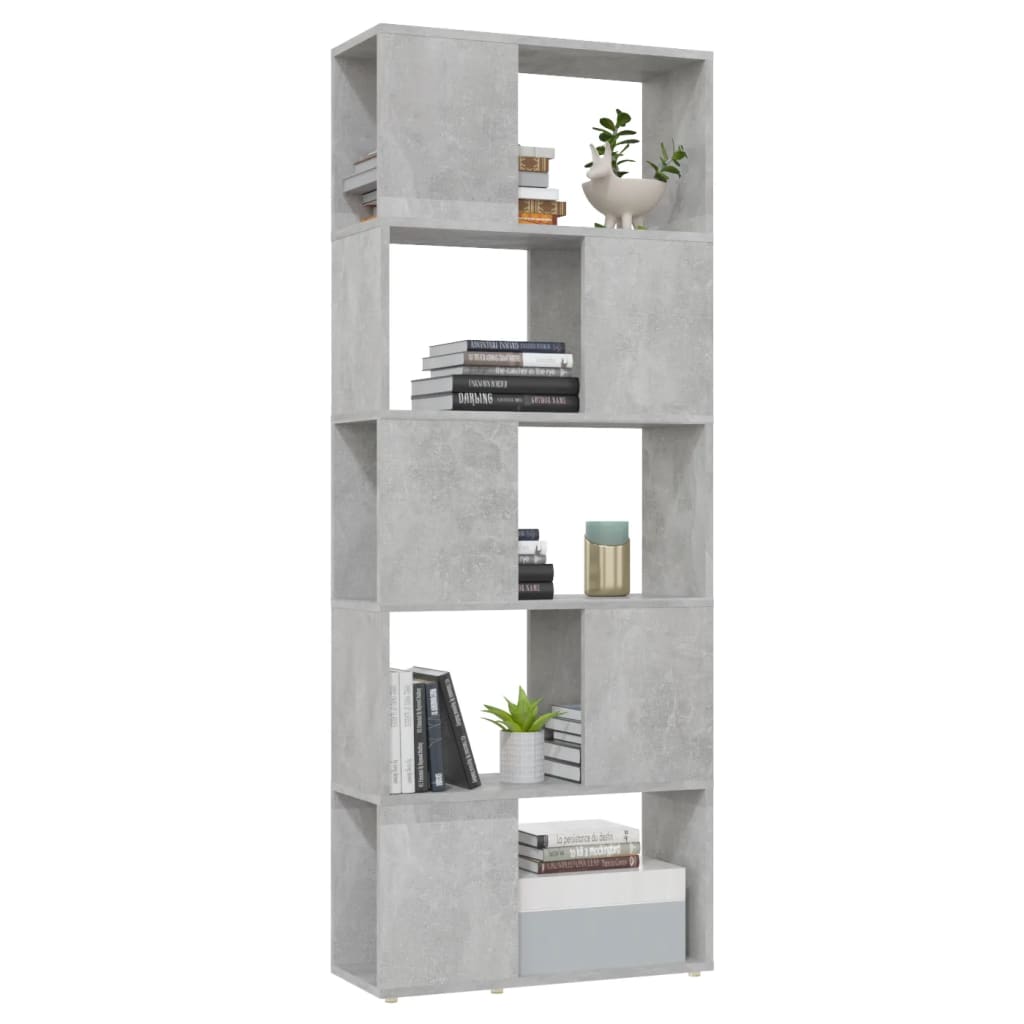 vidaXL Knjižna omara za razdelitev prostora betonsko siva 60x24x155 cm