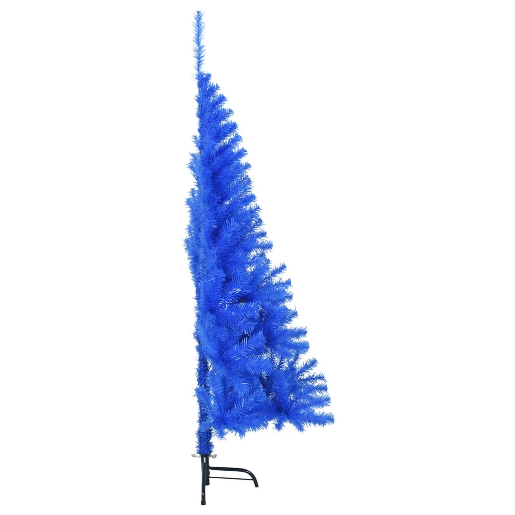 vidaXL Umetna polovična novoletna jelka s stojalom modra 150 cm PVC
