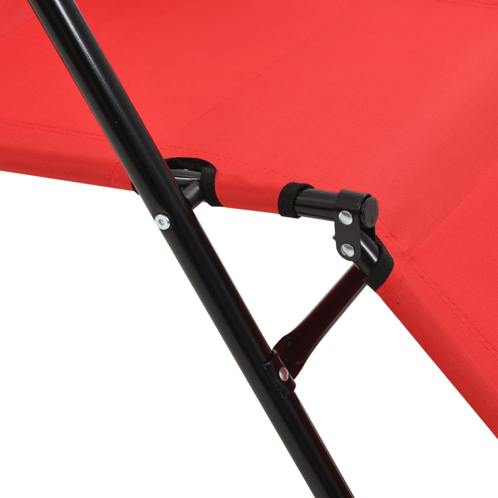 vidaXL Zložljiv ležalnik 2 kosa z naslonjali za noge jeklo rdeče barve