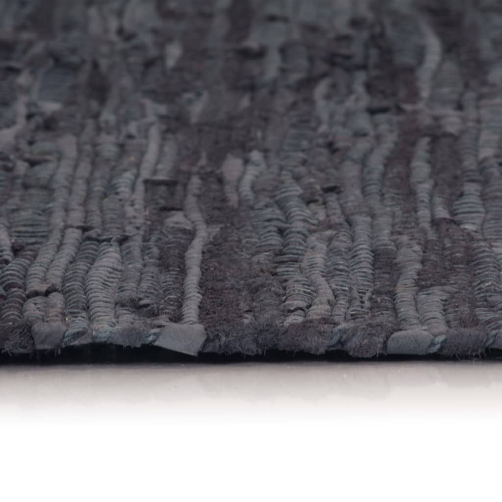 vidaXL Ročno pletena Chindi preproga iz usnja 190x280 cm siva