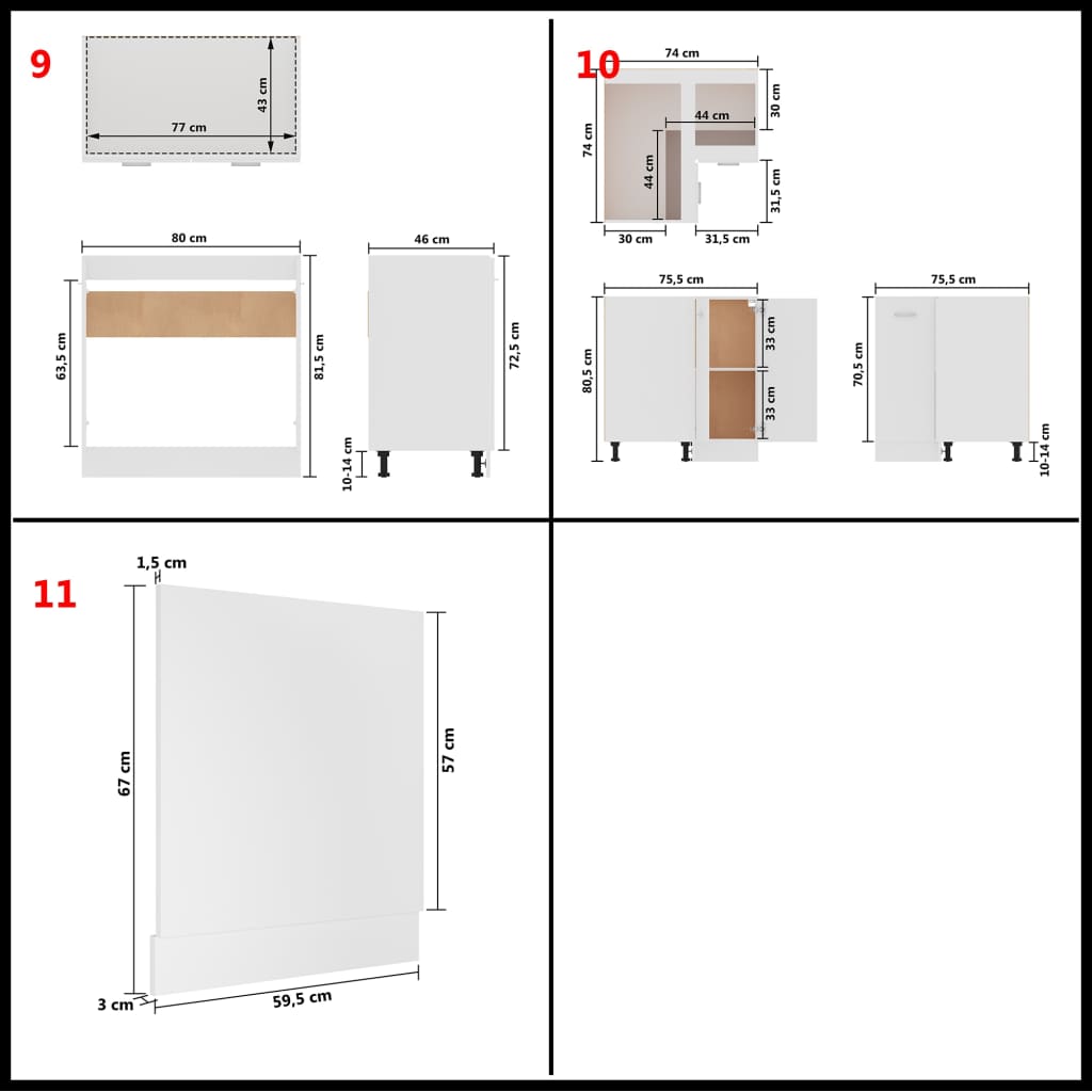 vidaXL Komplet kuhinjskih omaric 11-delni bel iverna plošča