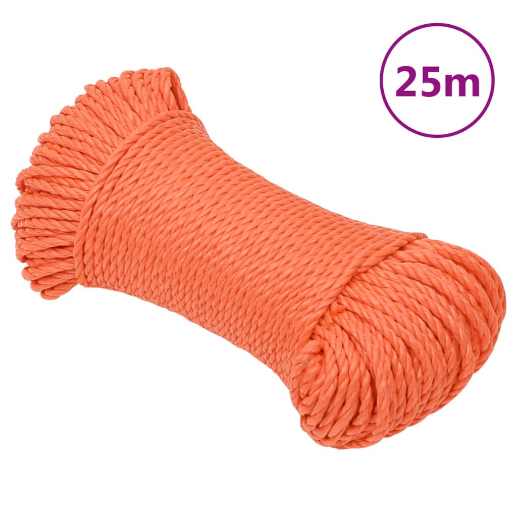 vidaXL Delovna vrv oranžna 6 mm 25 m polipropilen