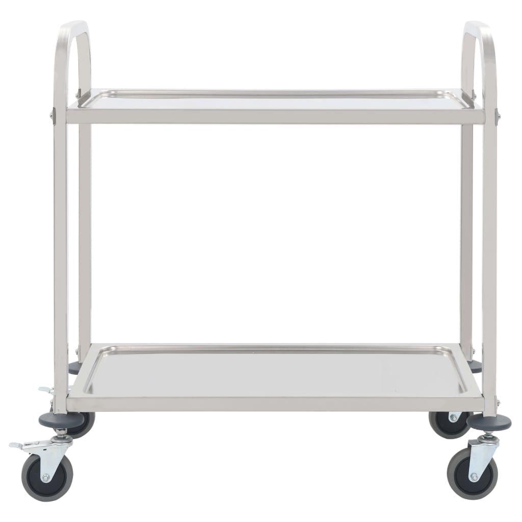 vidaXL Kuhinjski voziček 2-nadstropni 95x45x83,5 cm nerjaveče jeklo