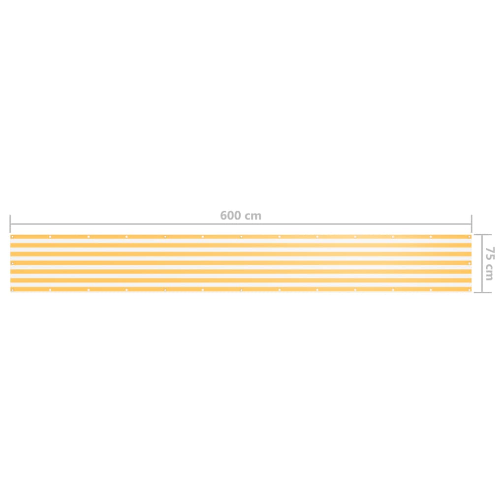 vidaXL Balkonsko platno belo in rumeno 75x600 cm oksford blago