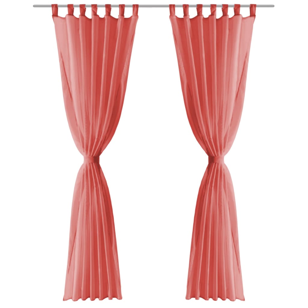vidaXL Prosojne zavese 2 kosa 140x225 cm rdeče barve