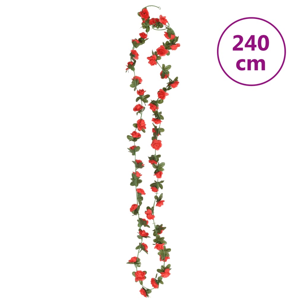vidaXL Girlanda iz umetnega cvetja 6 kosov rdeča 240 cm