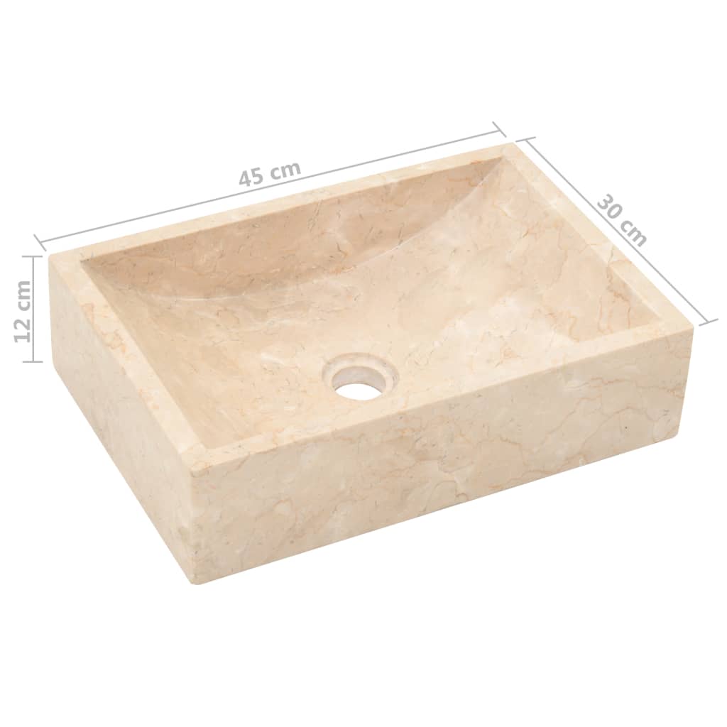 vidaXL Kopalniška omarica z umivalnikom iz krem marmorja