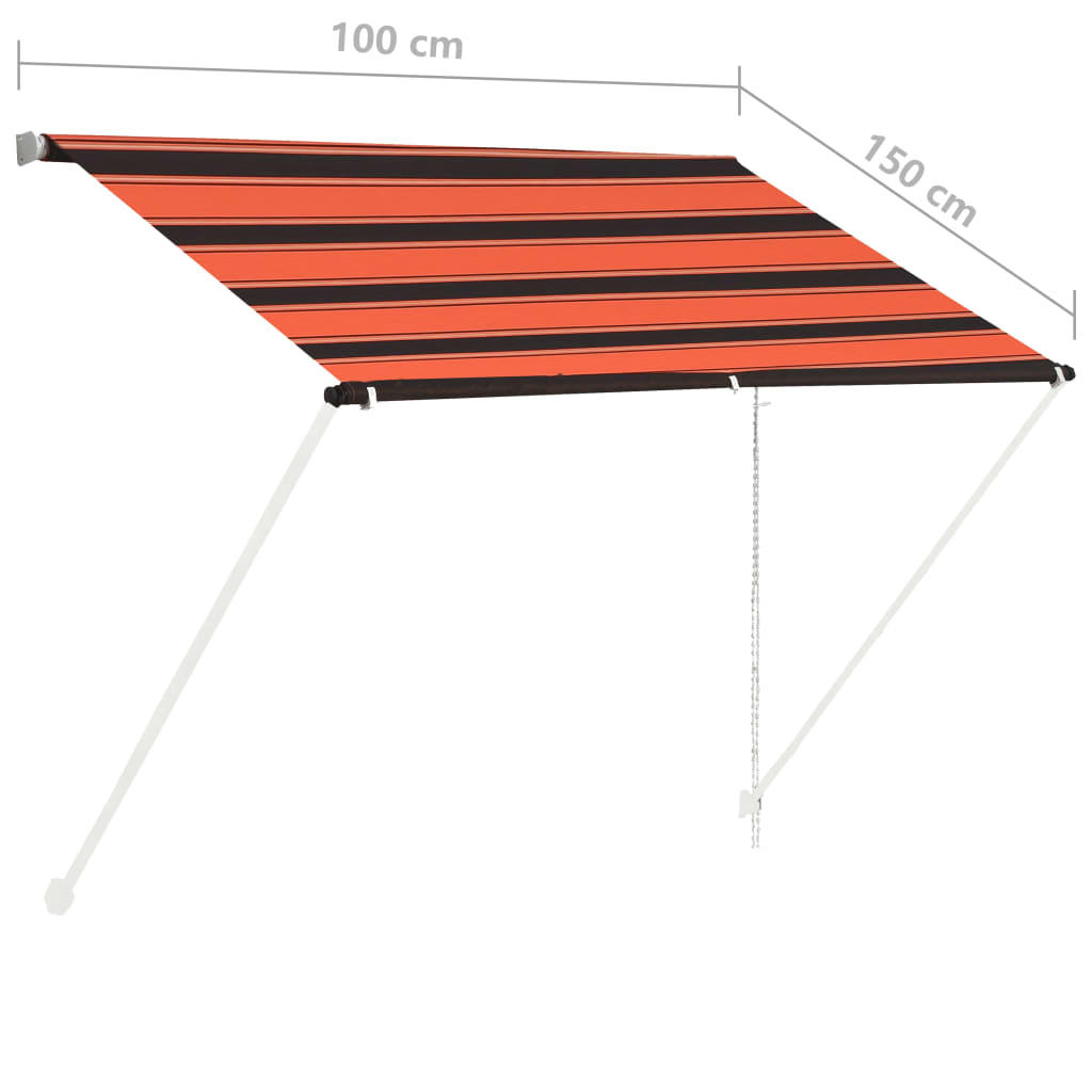 vidaXL Zložljiva tenda 100x150 cm oranžna in rjava