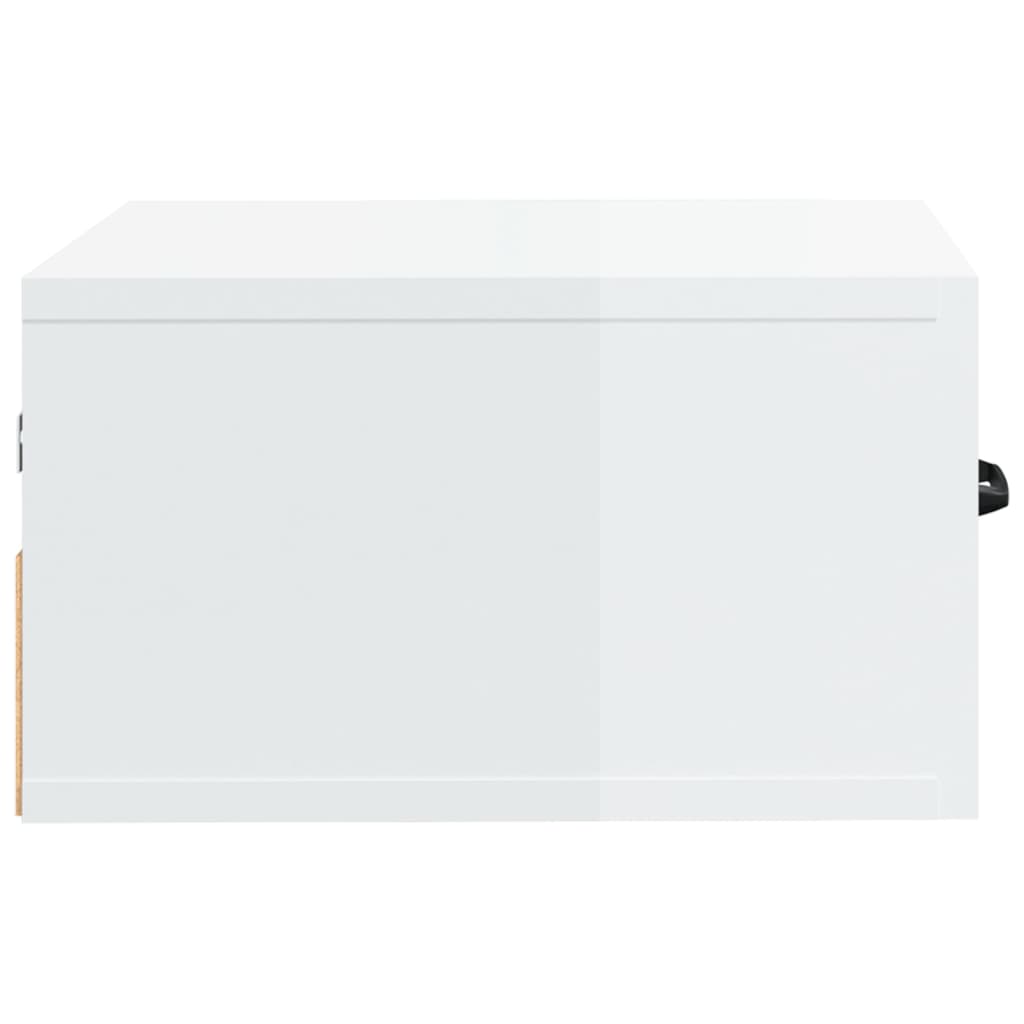 vidaXL Stenska nočna omarica visok sijaj bela 35x35x20 cm