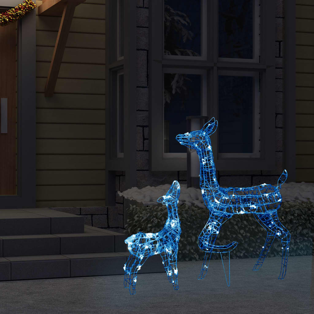 vidaXL Božična dekoracija družina jelenov 160 modrih LED lučk