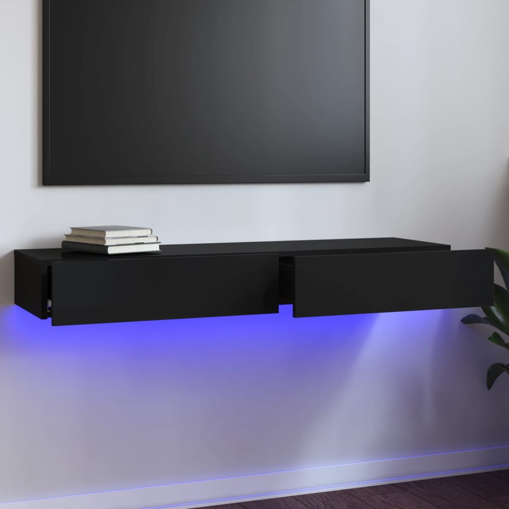 vidaXL TV omarica z LED lučkami visok sijaj črna 120x35x15,5 cm