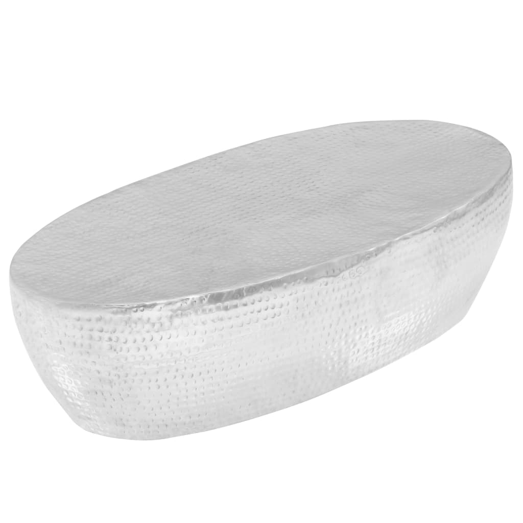 vidaXL Klubska mizica iz sploščenega aluminija 100x50x28 cm srebrna