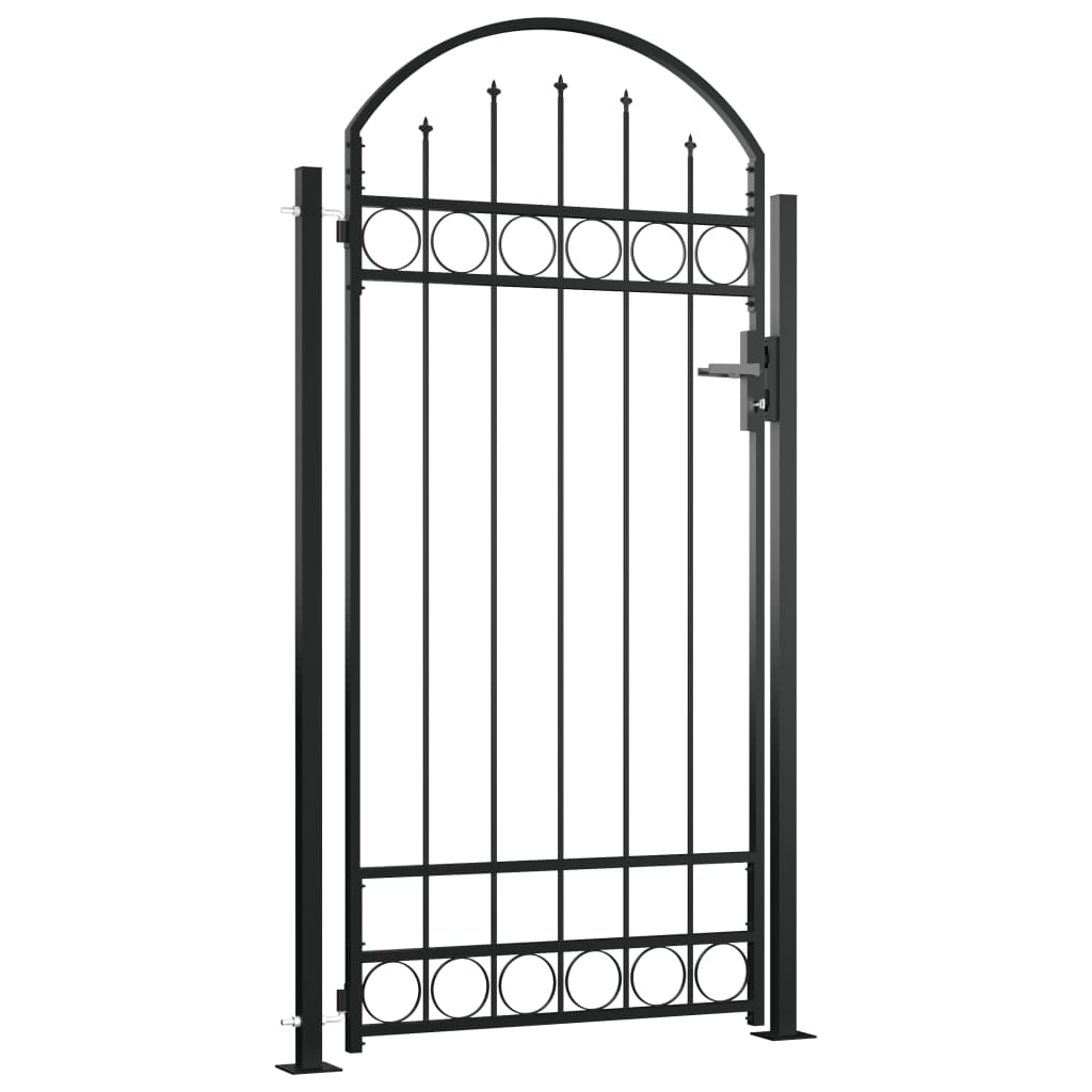 vidaXL Vrata za ograjo zaobljena + 2 stebrička 105x204 cm
