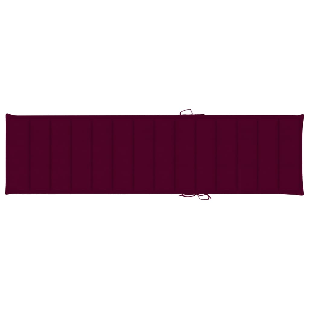 vidaXL Ležalnik z vinsko rdečo blazino trdna tikovina
