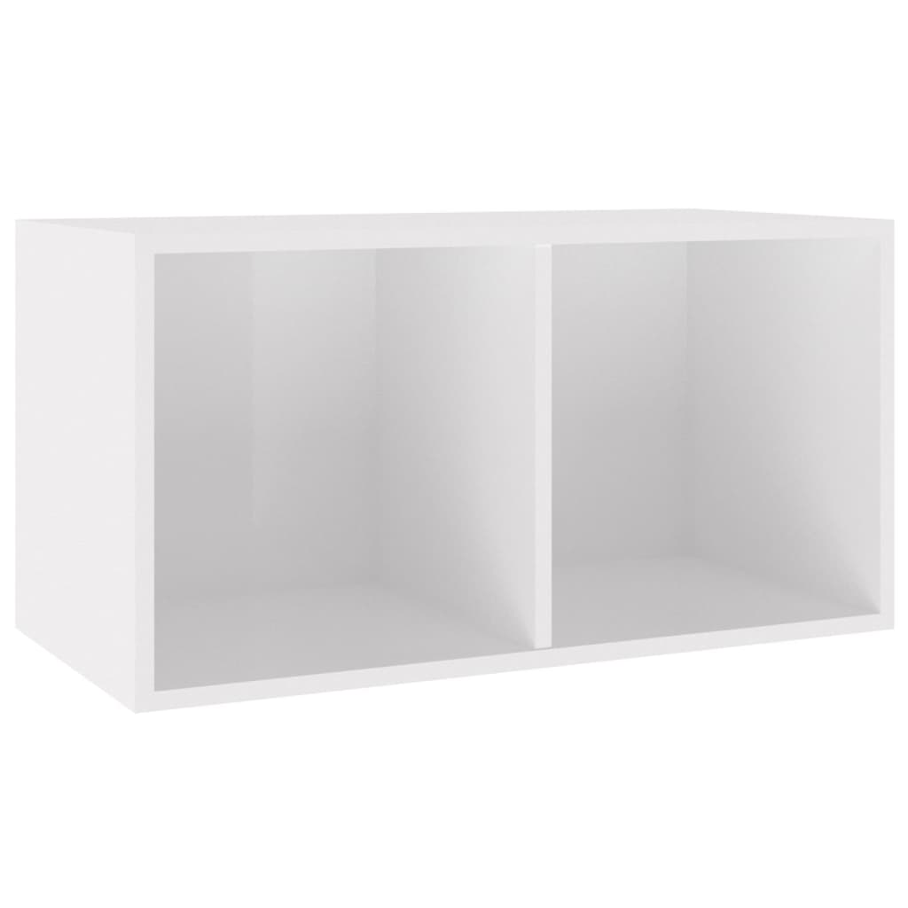 vidaXL Škatla za shranjevanje plošč visok sijaj bela 71x34x36 cm les