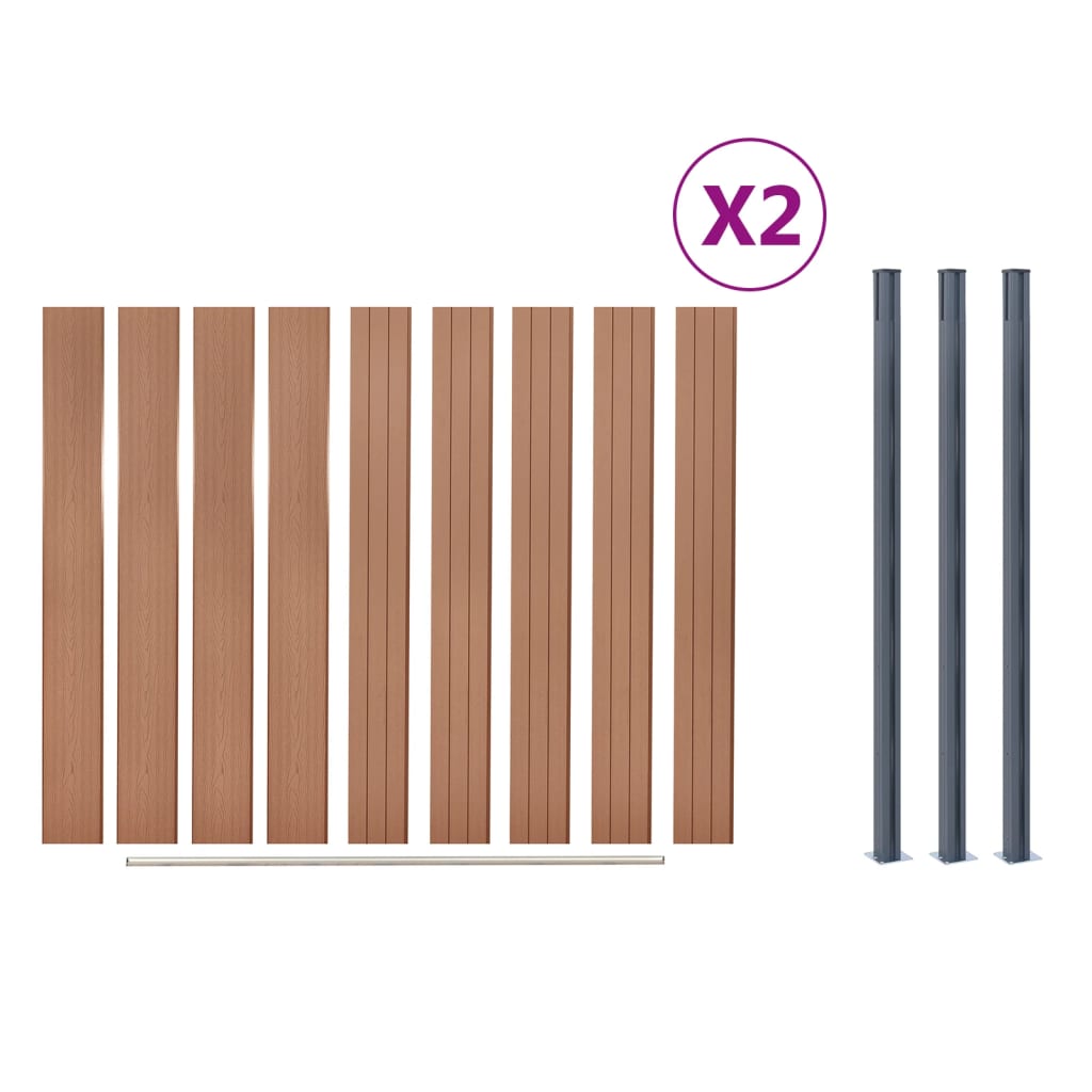 vidaXL Komplet ograjnih panelov rjav 353x186 WPC