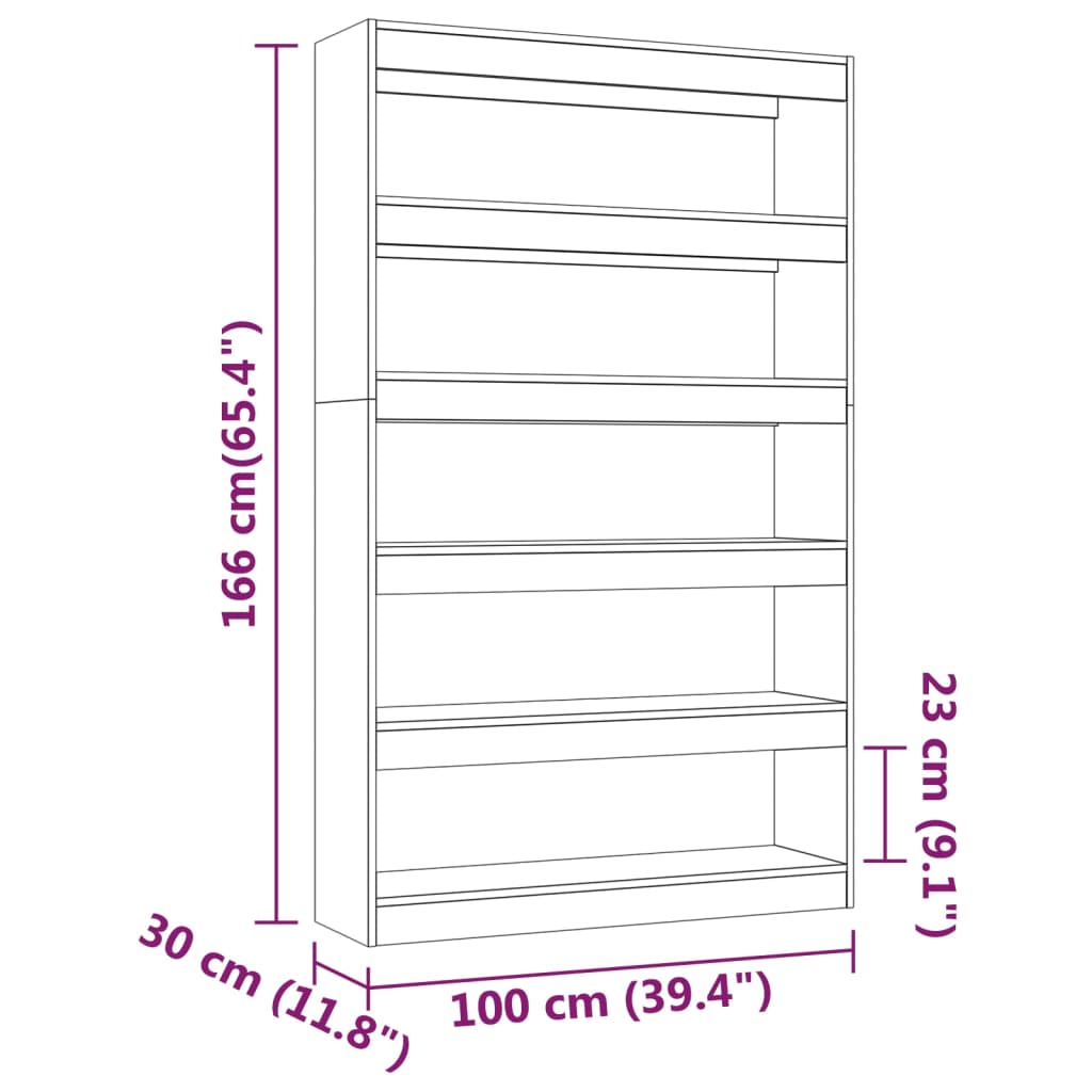 vidaXL Knjižna omara/pregrada rjavi hrast 100x30x166 cm