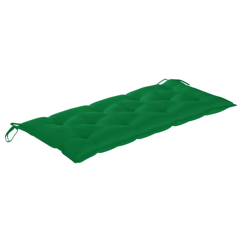 vidaXL Klop Batavia z zeleno blazino 120 cm trdna tikovina