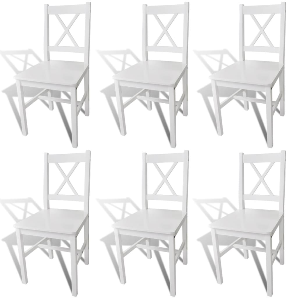 vidaXL Jedilni stoli 6 kosov bela borovina