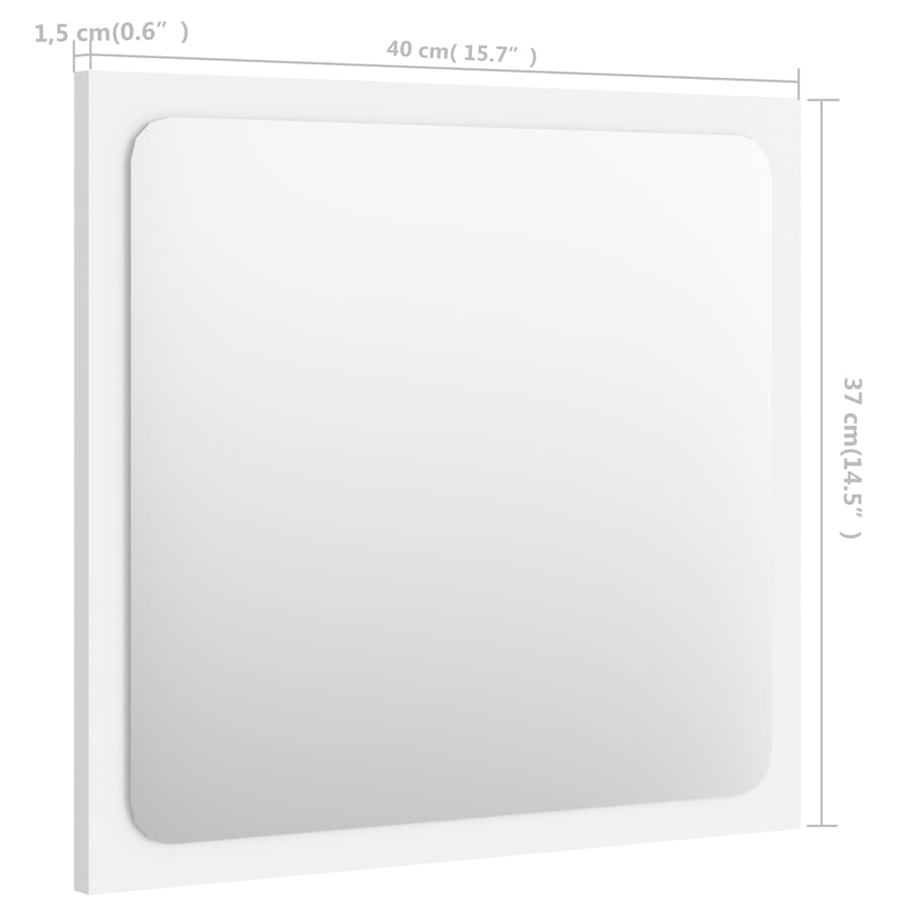 vidaXL Kopalniško ogledalo belo 40x1,5x37 cm iverna plošča