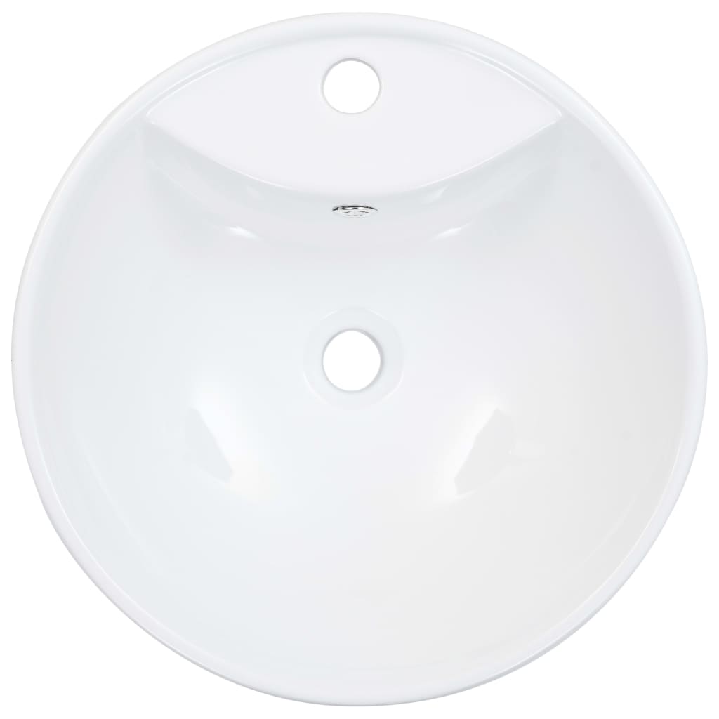 vidaXL Umivalnik z odprtino za odtekanje 46,5x18 cm keramičen bel