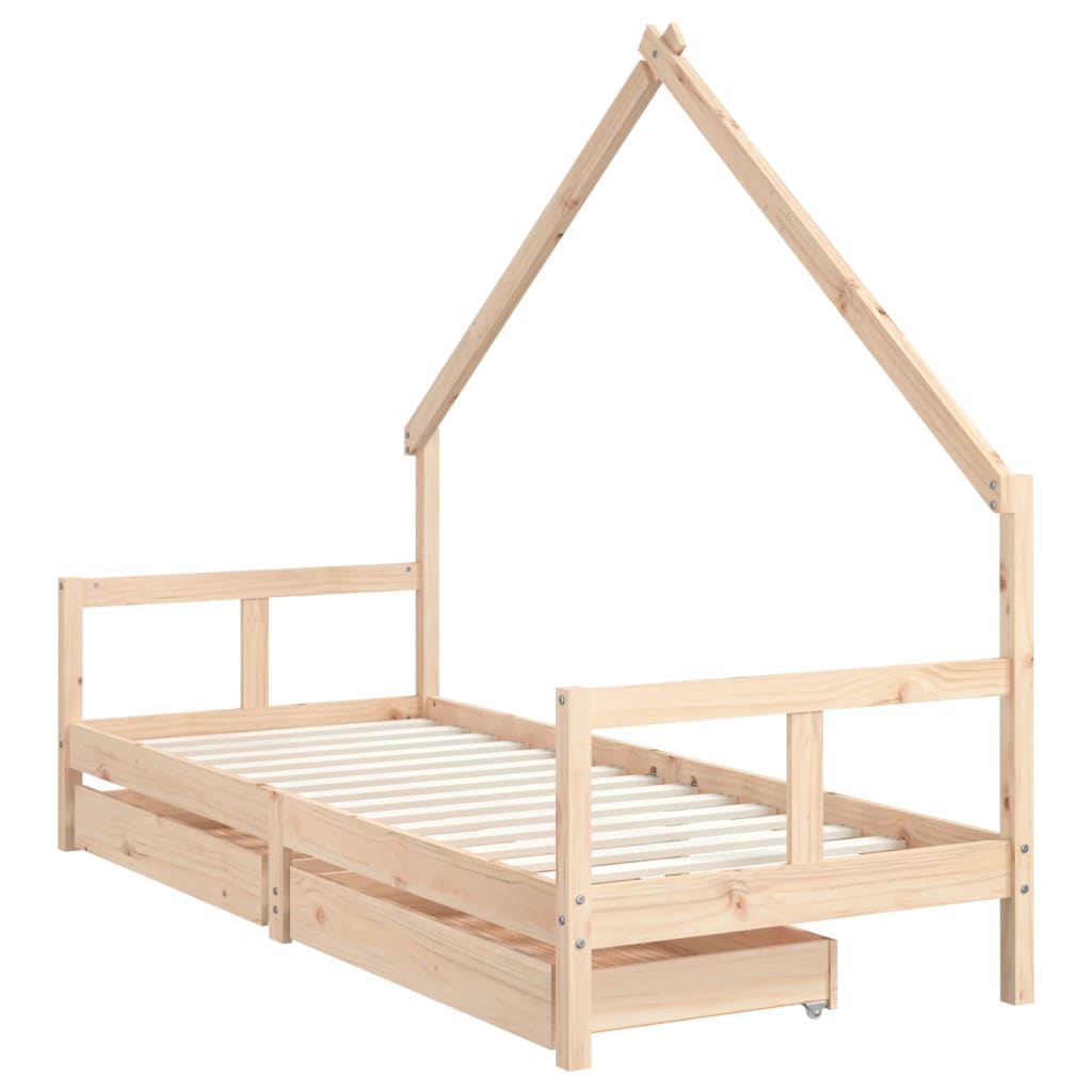 vidaXL Otroški posteljni okvir s predali 80x200 cm trdna borovina
