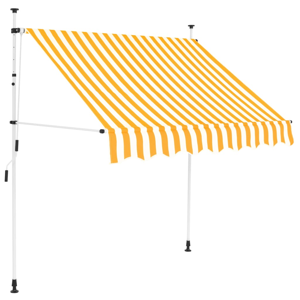 vidaXL Ročno zložljiva tenda 200 cm oranžne in bele črte