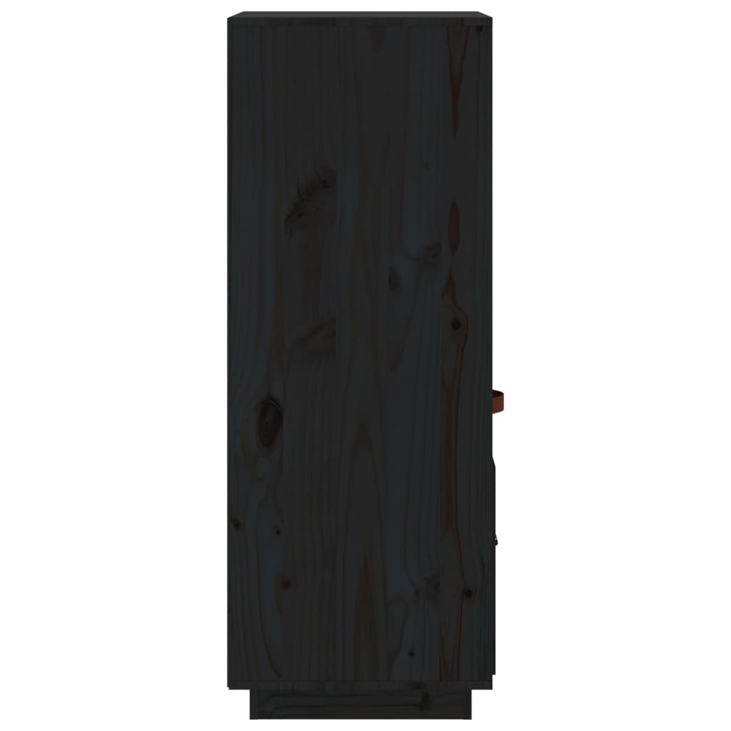 vidaXL Visoka omara črna 34x40x108,5 cm trdna borovina
