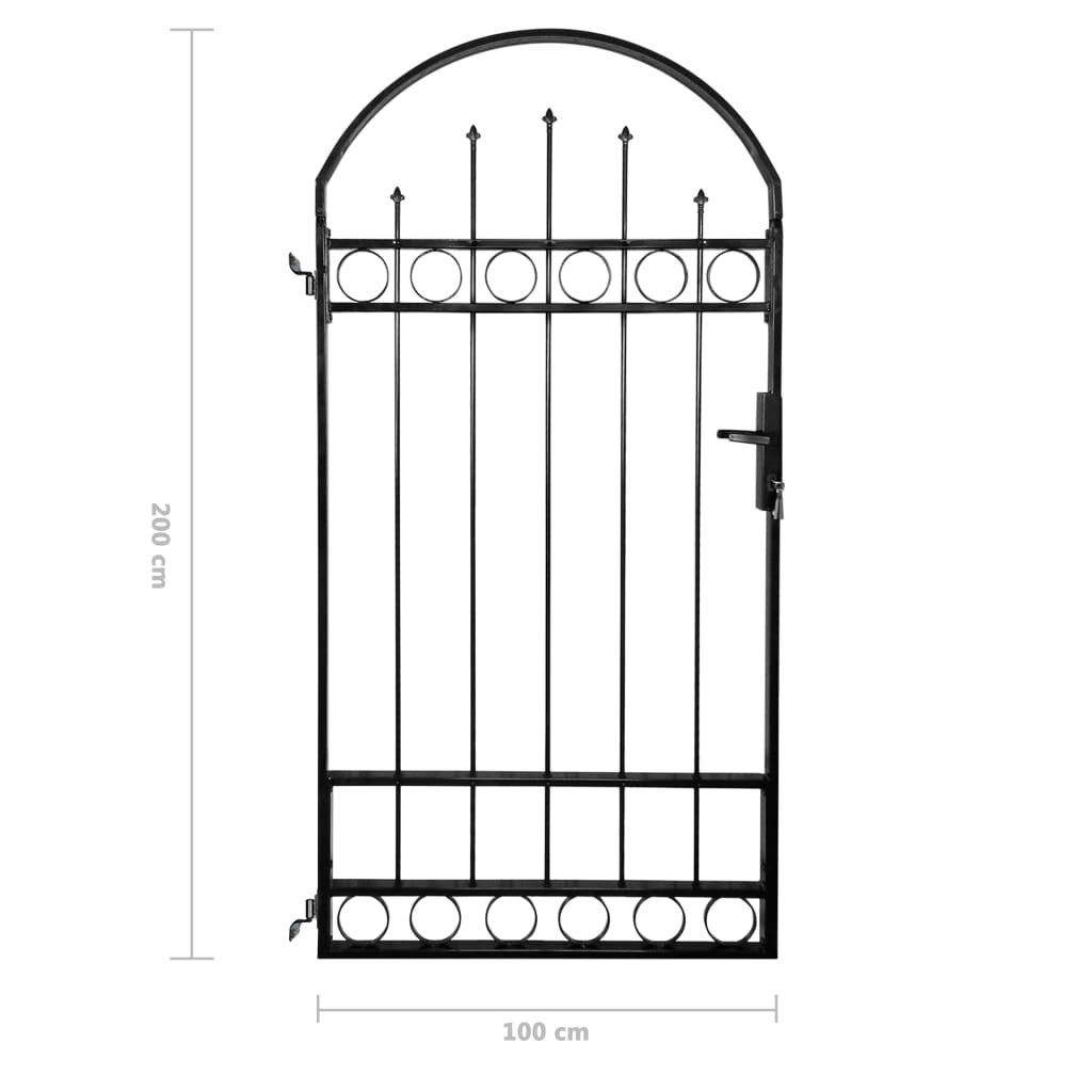 vidaXL Vrata za vrtno ograjo z usločenim zgornjim delom 100x200 cm