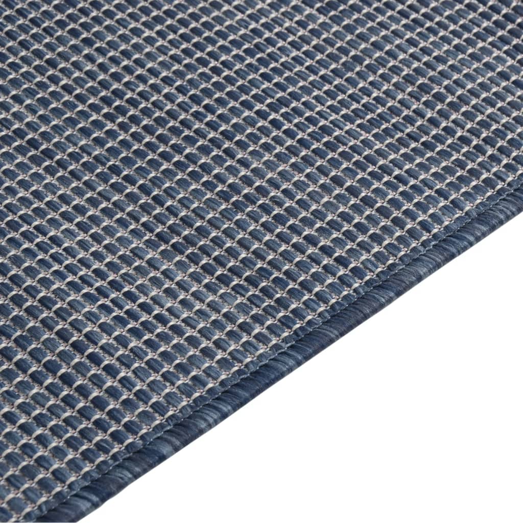 vidaXL Zunanja preproga ploščato tkanje 120x170 cm modra