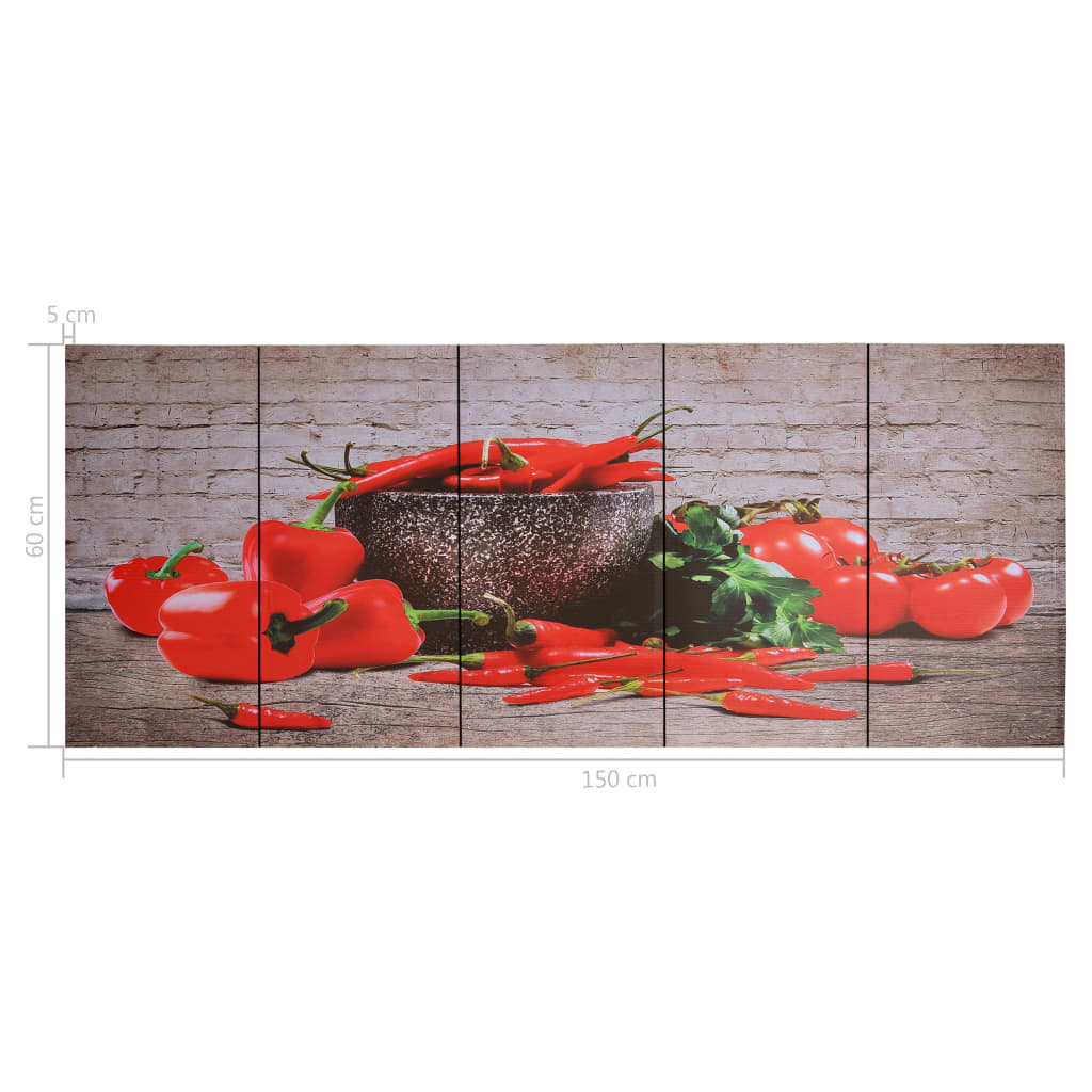 vidaXL Slika na platnu paprika večbarvna 150x60 cm