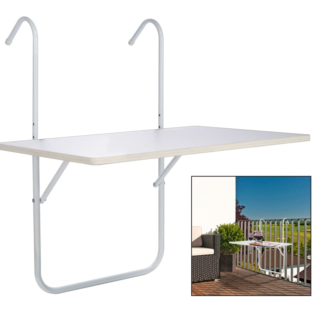 HI Balkonska zložljiva miza bela 60x40x1,2 cm