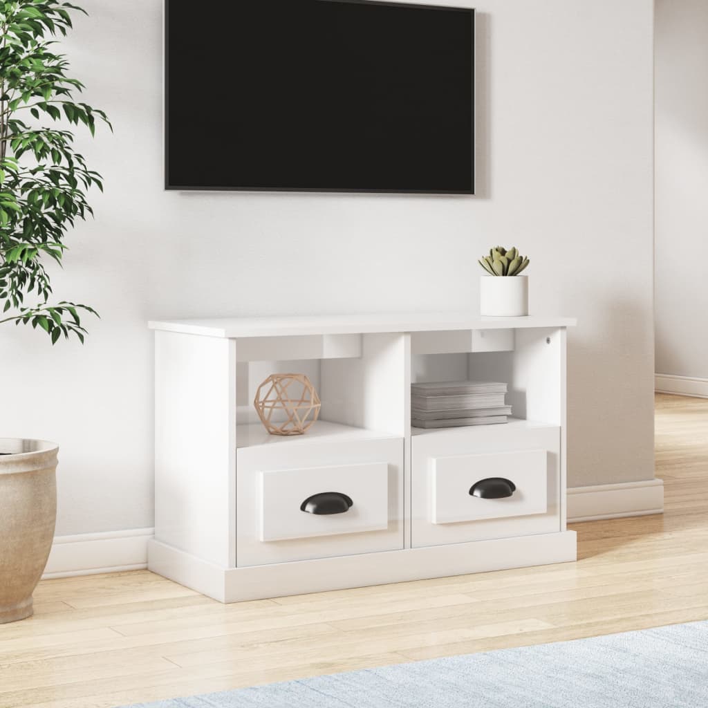 vidaXL TV omarica visok sijaj bela 80x35x50 cm inženirski les
